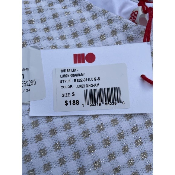 Solid and striped The Bailey Lurex Gingham one piece bathing suit S - Picture 7 of 9